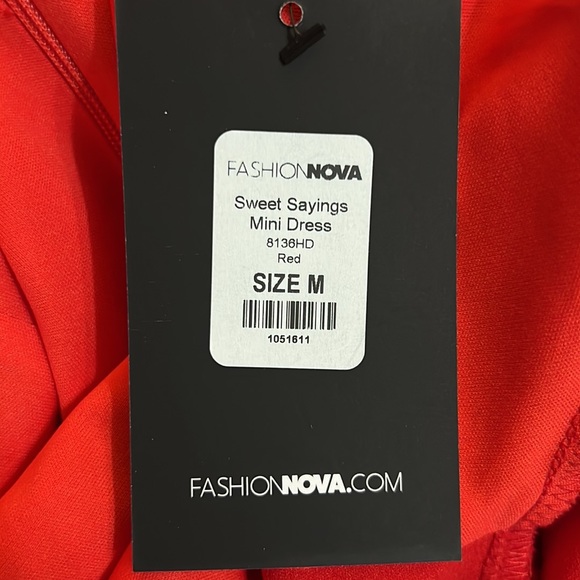 Fashion Nova Red Sweet Sayings Long Sleeved Mini Dress, Size M, Also Fits S, NWT - Picture 6 of 6